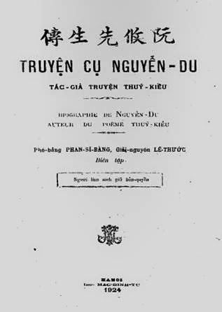 Truyện Cụ Nguyễn Du (NXB Hà Nội 1924) - Phan Sĩ Bàng & Lê Trước, 37 Trang