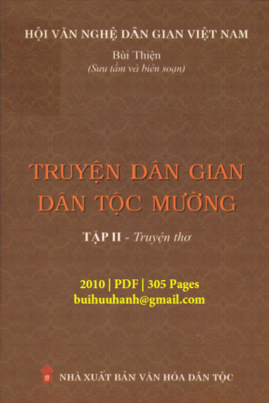 Truyện Dân Gian Dân Tộc Mường Tập 2-Truyện Thơ (NXB Văn Hóa Dân Tộc 2010) - Bùi Thiện, 305 Trang