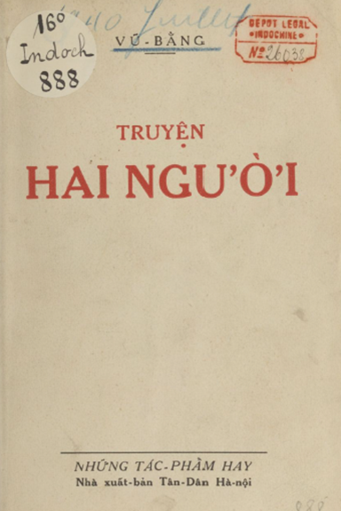 Truyện Hai Người (NXB Tân Dân 1940) - Vũ Bằng, 148 Trang