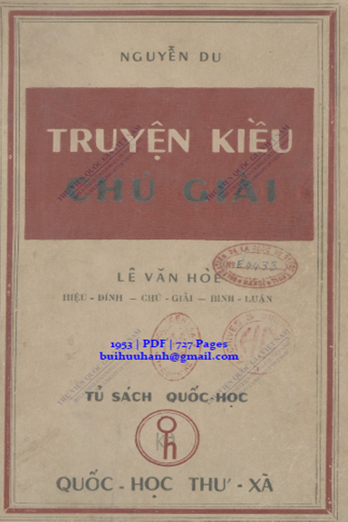 Truyện Kiều Chú Giải (NXB Quốc Học Thư Xã 1953) - Lê Văn Hòe, 727 Trang