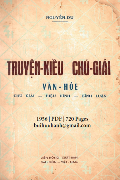 Truyện Kiều Chú Giải (NXB Ziên Hồng 1956) - Lê Văn Hòe, 720 Trang