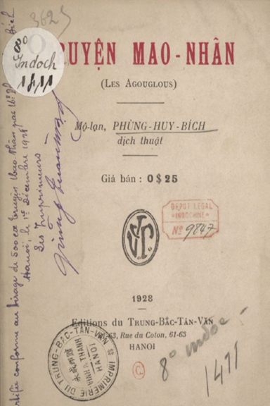 Truyện Mao Nhân (NXB Trung Bắc Tân Văn 1928) - Phùng Huy Bích, 120 Trang