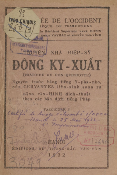 Truyện Nhà Hiệp Sỹ Đông Ky Xuất Quyển 1-18 (NXB Trung Bắc Tân Văn 1932) - Miguel De Cervantes