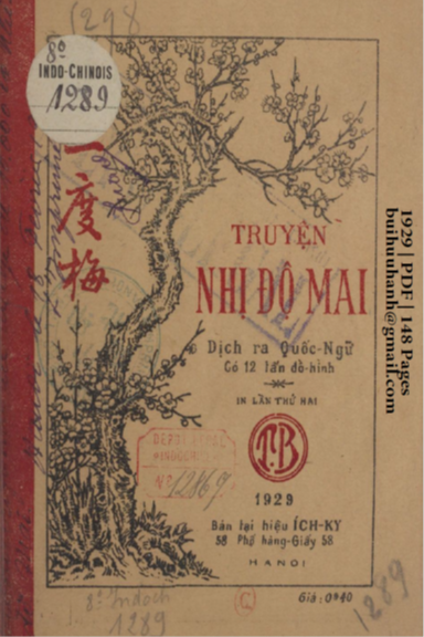 Truyện Nhị Độ Mai (NXB Trung Bắc Tân Văn 1929) - Nhiều Tác Giả, 148 Trang