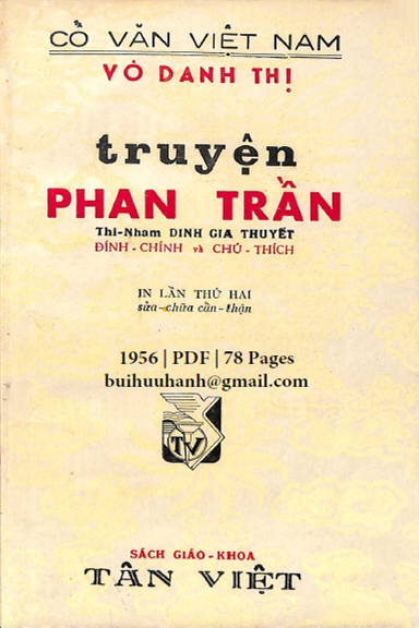 Truyện Phan Trần (NXB Tân Việt 1956) - Đinh Gia Thuyết, 78 Trang