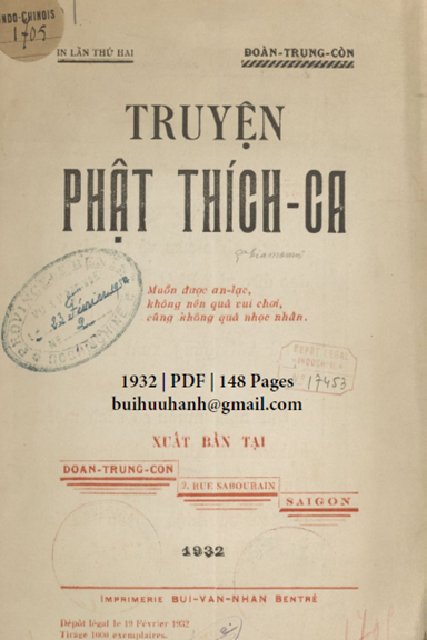 Truyện Phật Thích Ca (NXB Sài Gòn 1932) - Đoàn Trung Còn, 148 Trang