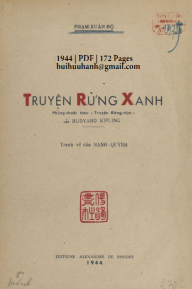 Truyện Rừng Xanh (NXB Mai Lĩnh 1944) - Phạm Xuân Độ, 172 Trang