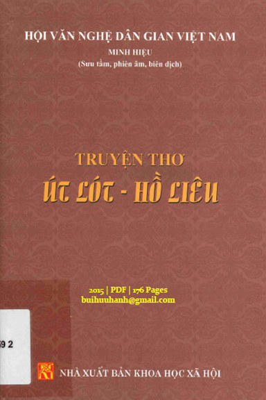 Truyện Thơ Út Lót-Hồ Liêu (NXB Khoa Học Xã Hội 2015) - Minh Hiệu, 176 Trang