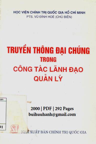Truyền Thông Đại Chúng Trong Công Tác Lãnh Đạo, Quản Lý (NXB Chính Trị 2000) - Vũ Đình Hòe 292 Trang