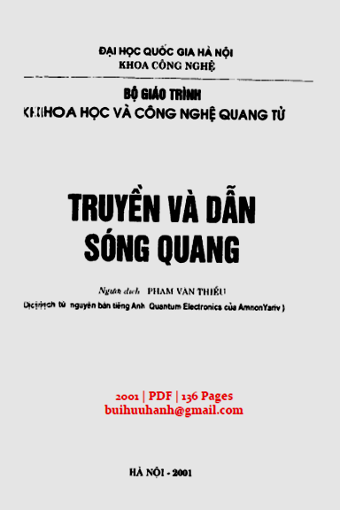 Truyền Và Dẫn Sóng Quang (NXB Đại Học Quốc Gia 2001) - Phạm Văn Thiều, 136 Trang