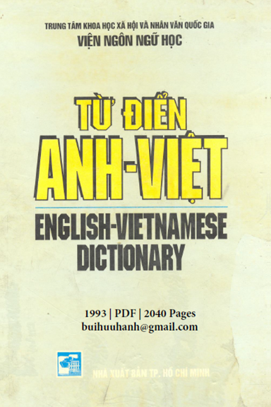 Từ Điển Anh Việt (NXB Tổng Hợp 1993) - Viện Ngôn Ngữ, 2040 Trang