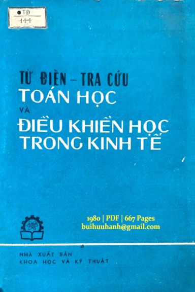 Từ Điển Tra Cứu Toán Học Và Điều Khiển Học Trong Kinh Tế (NXB Khoa Học Kỹ Thuật 1980) - A.A. Konos