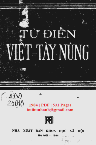 Từ Điển Việt-Tày-Nùng (NXB Khoa Học Xã Hội 1984) - Hoàng Văn Ma, 531 Trang