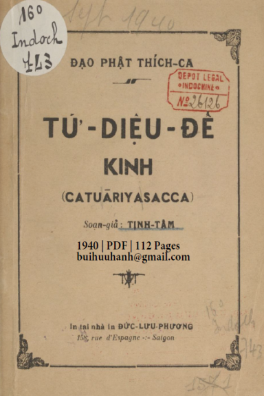 Tứ Diệu Đế Kinh (NXB Đức Lưu Phương 1940) - Tịnh Tâm, 112 Trang