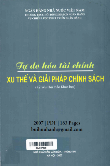 Tự Do Hóa Tài Chính Xu Thế Và Giải Pháp Chính Sách (NXB Văn Hóa Thông Tin 2007) - Nhiều Tác Giả