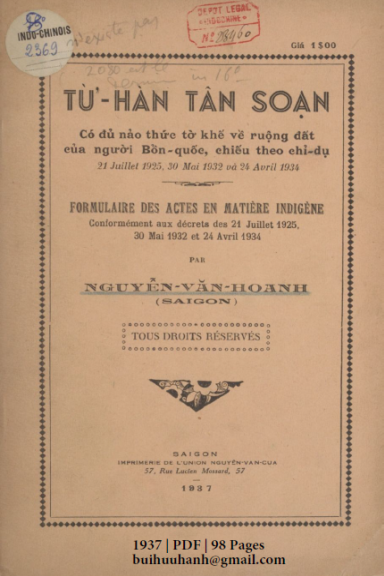 Từ Hàn Tân Soạn (NXB Nguyễn Văn Của 1937) - Nguyễn Văn Hoanh, 98 Trang