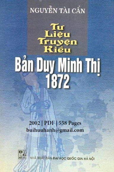 Tư Liệu Truyện Kiều-Bản Duy Minh Thị 1872 (NXB Đại Học Quốc Gia 2002) - Nguyễn Tài Cẩn, 558 Trang