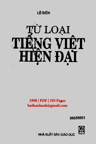 Từ Loại Tiếng Việt Hiện Đại (NXB Giáo Dục 1998) - Lê Biên, 193 Trang