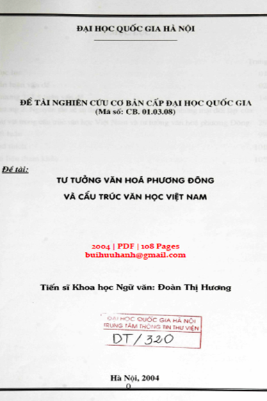 Tư Tưởng Văn Hóa Phương Đông Và Cấu Trúc Văn Học Việt Nam - Đoàn Thị Hương, 108 Trang