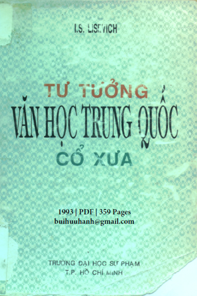 Tư Tưởng Văn Học Trung Quốc Cổ Xưa (NXB Đại Học Sư Phạm 1993) - I.S. Lisevich, 359 Trang