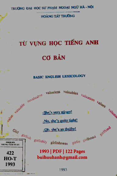 Từ Vựng Học Tiếng Anh Cơ Bản (NXB Hà Nội 1993) - Hoàng Tất Trường, 122 Trang