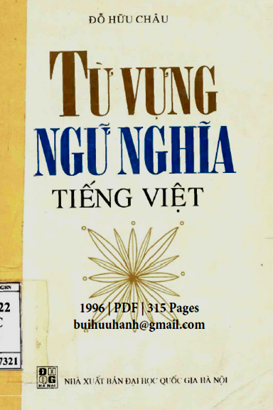 Từ Vựng-Ngữ Nghĩa Tiếng Việt (NXB Đại Học Quốc Gia 1996) - Đỗ Hữu Châu, 315 Trang