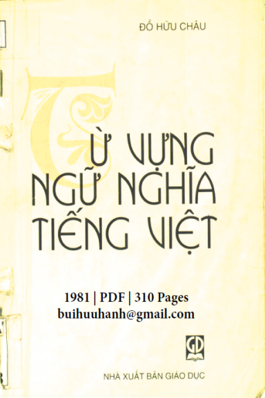 Từ Vựng-Ngữ Nghĩa Tiếng Việt (NXB Giáo Dục 1981) - Đỗ Hữu Châu, 310 Trang