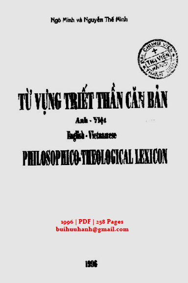 Từ Vựng Triết Thần Căn Bản Anh-Việt (NXB Tôn Giáo 1996) - Ngô Minh, 258 Trang