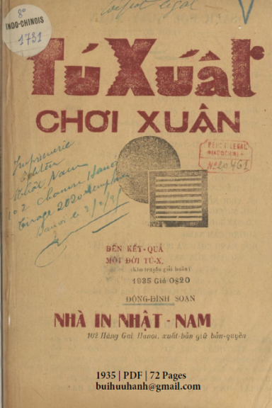 Tú Xuất Chơi Xuân (NXB Nhật Nam 1935) - Động Đình, 72 Trang
