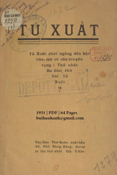Tú Xuất Cuốn 1-4 (NXB Tân Dân 1931) - Nguyễn Nam Thông, 248 Trang