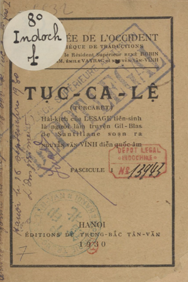Tục Ca Lệ Quyển 1 (NXB Trung Bắc Tân Văn 1930) - Nguyễn Văn Vĩnh, 68 Trang