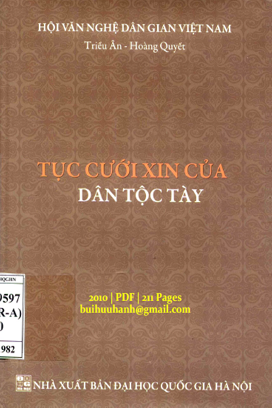 Tục Cưới Xin Của Dân Tộc Tày (NXB Đại Học Quốc Gia 2010) - Triều Ân, 211 Trang