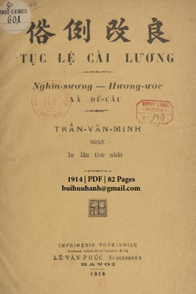 Tục Lệ Cải Lương (NXB Lê Văn Phúc 1914) - Trần Văn Minh, 82 Trang