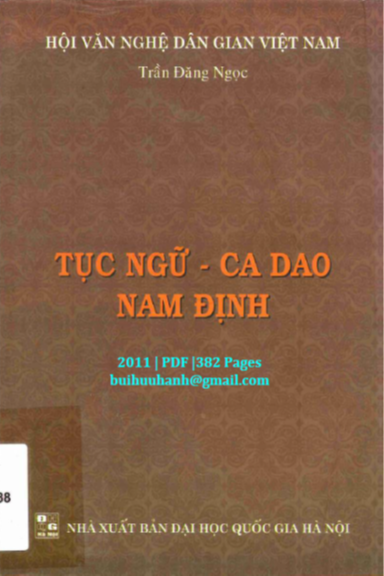 Tục Ngữ-Ca Dao Nam Định (NXB Đại Học Quốc Gia 2011) - Trần Đăng Ngọc, 382 Trang