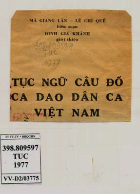 Tục Ngữ-Câu Đố-Ca Dao-Dân Ca Việt Nam (NXB Hà Nội 1977) - Mã Giang Lân, 328 Trang