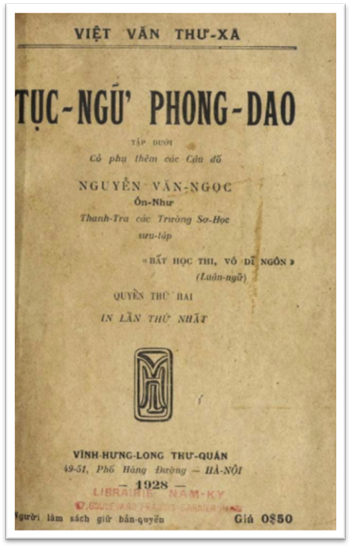 Tục Ngữ Phong Dao Tập 2 (NXB Vĩnh Hưng Long 1928) - Nguyễn Văn Ngọc, 274 Trang