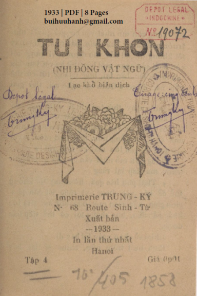 Túi Khôn Tập 4 (NXB Trung Ký 1933) - Lạc Khổ, 8 Trang