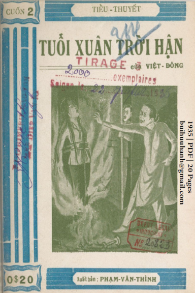 Tuổi Xuân Trời Hận Cuốn 2 (NXB Bảo Tồn 1935) - Việt Đông, 20 Trang