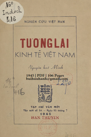 Tương Lai Kinh Tế Việt Nam (NXB Hàn Thuyên 1945) - Nguyễn Huệ Minh, 106 Trang