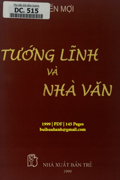 Tướng Lĩnh Và Nhà Văn (NXB Trẻ 1999) - Lê Tiến Mợi, 145 Trang