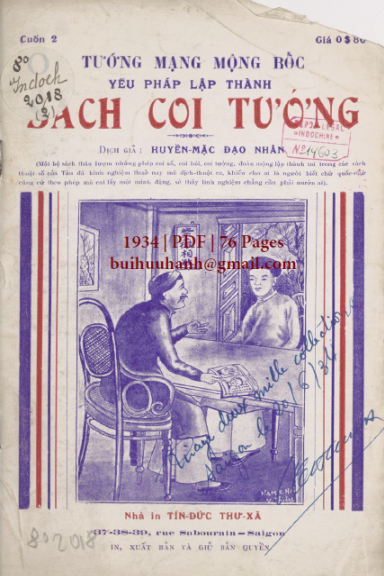 Tướng Mạng Mộng Bốc Yếu Pháp Lập Thành Cuốn 2-Sách Coi Tướng (NXB Tín Đức Thư Xã 1934) - Huyền Mặc