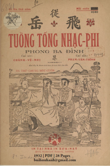 Tuồng Tống Nhạc Phi Phong Ba Đình (NXB Xưa Nay 1932) - Chánh Vệ Nhị, 28 Trang