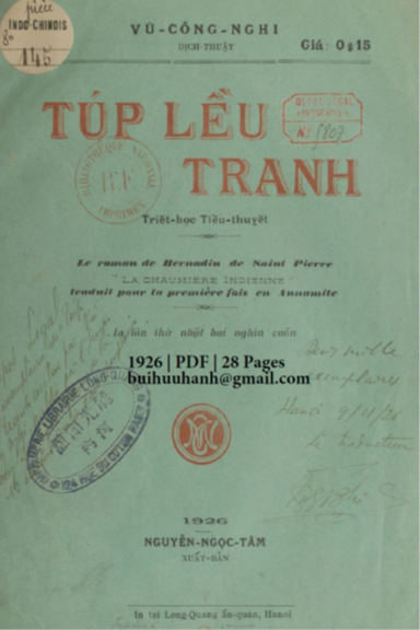 Túp Lều Tranh Cuốn 1 (NXB Nguyễn Ngọc Tâm 1926) - Vũ Công Nghi, 28 Trang