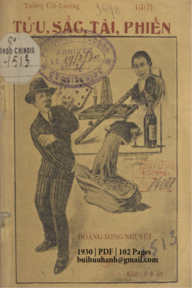 Tửu Sắc Tài Phiến (NXB Lê Vĩnh Trường 1930) - Hoàng Song Nguyệt, 102 Trang