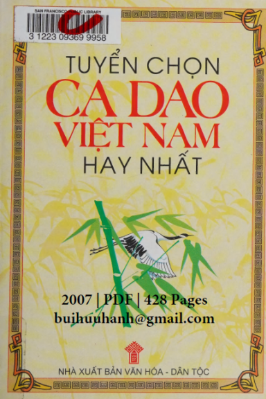 Tuyển Chọn Ca Dao Việt Nam Hay Nhất (NXB Văn Hóa Dân Tộc 2007) - Minh Thư, 428 Trang
