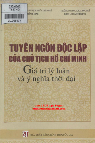 Tuyên Ngôn Độc Lập Của Chủ Tịch Hồ Chí Minh Giá Trị Lý Luận Và Ý Nghĩa Thời Đại - Nguyễn Tiến Dũng