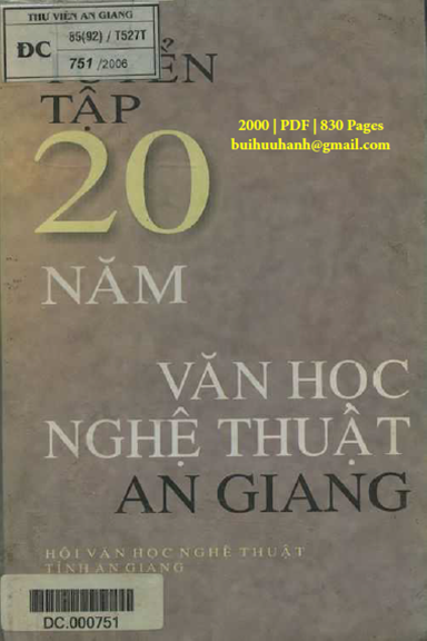Tuyển Tập 20 Năm Văn Học Nghệ Thuật An Giang (NXB An Giang 2000) - Hồ Thanh Điền, 830 Trang