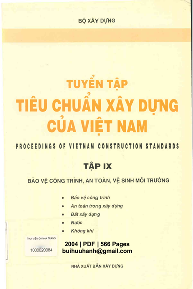 Tuyển Tập Tiêu Chuẩn Xây Dựng Của Việt Nam Tập 9 (NXB Xây Dựng 2004) - Nhiều Tác Giả, 566 Trang