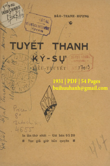 Tuyết Thanh Ký Sự (NXB Tân Dân 1931) - Đào Thanh Hương, 54 Trang