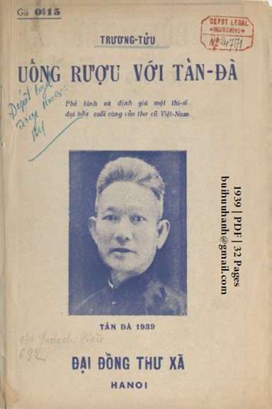 Uống Rượu Với Tản Đà (NXB Đại Đồng Thư Xã 1939) - Trương Tửu, 32 Trang